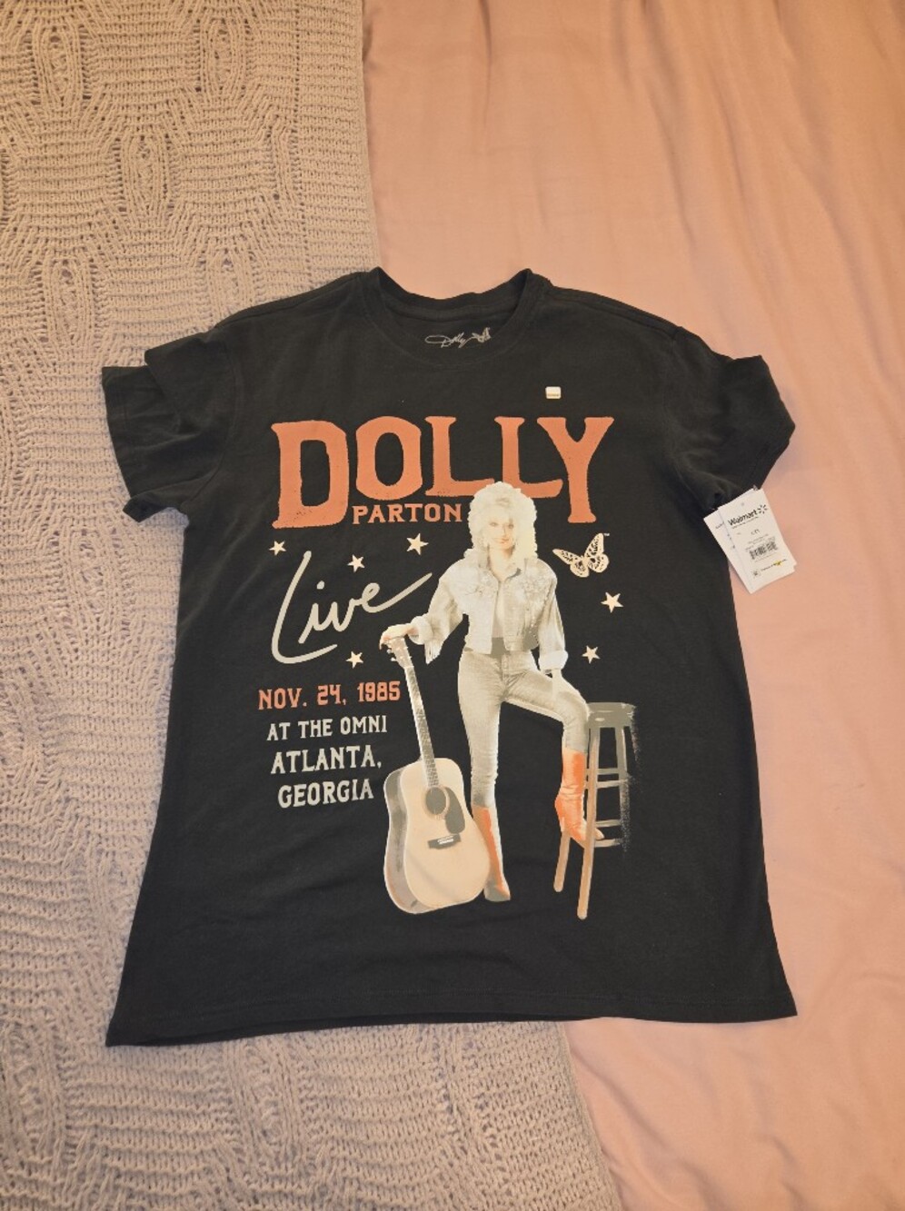 Dollcake Charcoal Dolly Parton Graphic Tee with Peach Print - Picture 3 of 5